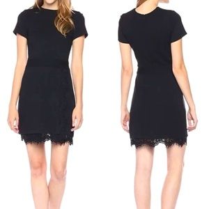French Connection Lula Black Lace Trim Dress